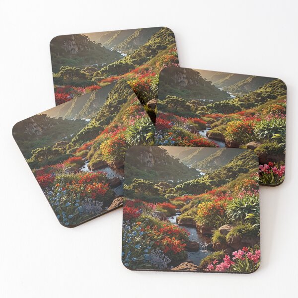 Item preview, Stream through a flowering mountain valley designed and sold by PixelParadies.
