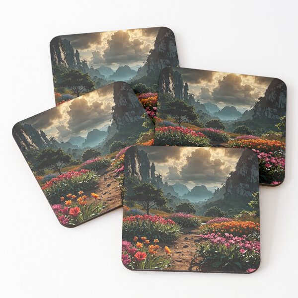 Item preview, Path through a flowering valley in sunlight designed and sold by PixelParadies.