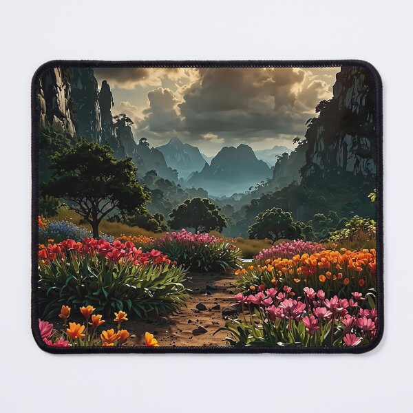 Item preview, Path through a flowering valley in sunlight designed and sold by PixelParadies.