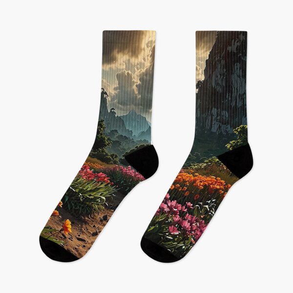 Item preview, Path through a flowering valley in sunlight designed and sold by PixelParadies.
