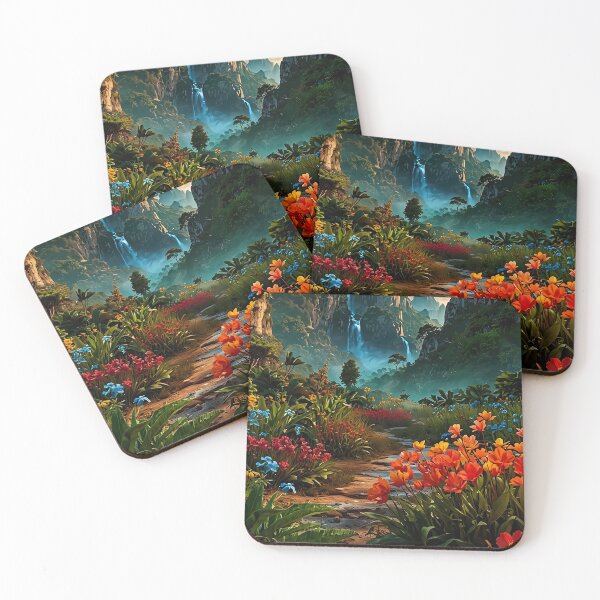 Item preview, Path through a flowering valley in sunlight designed and sold by PixelParadies.