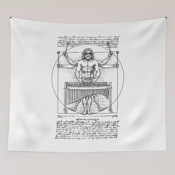 Item preview, Marimba Player Percussion Vitruvian Man Leonardo Da Vinci designed and sold by GrandeDuc.