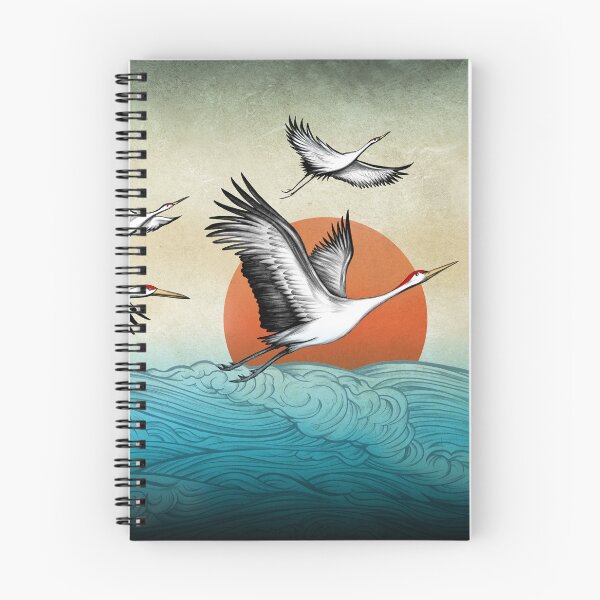 Item preview, Flying Japanese Asian Cranes over Water Waves designed and sold by ShaireProd.
