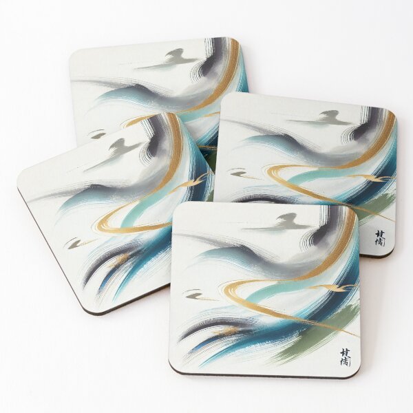 Item preview, “Zen Winds – Gentle Brushstrokes in Turquoise & Gold” designed and sold by Zenlines by Ralf Gradl.