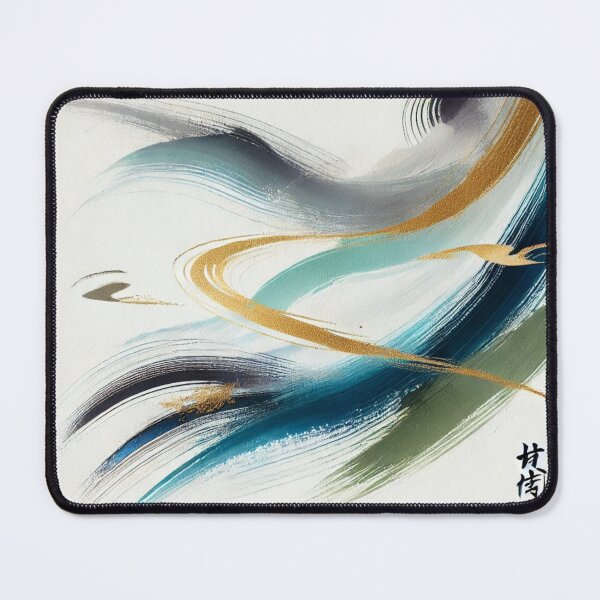 Item preview, “Zen Winds – Gentle Brushstrokes in Turquoise & Gold” designed and sold by Zenlines by Ralf Gradl.