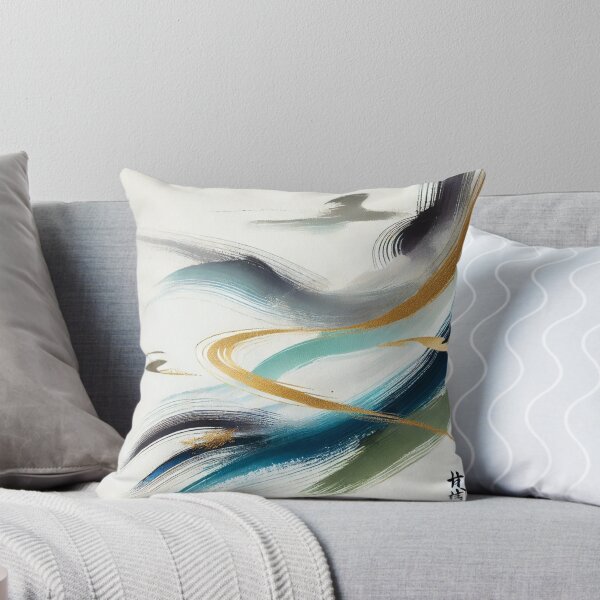 Item preview, “Zen Winds – Gentle Brushstrokes in Turquoise & Gold” designed and sold by Zenlines by Ralf Gradl.