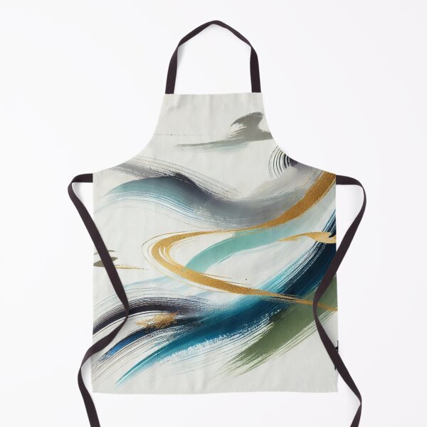 Item preview, “Zen Winds – Gentle Brushstrokes in Turquoise & Gold” designed and sold by Zenlines by Ralf Gradl.