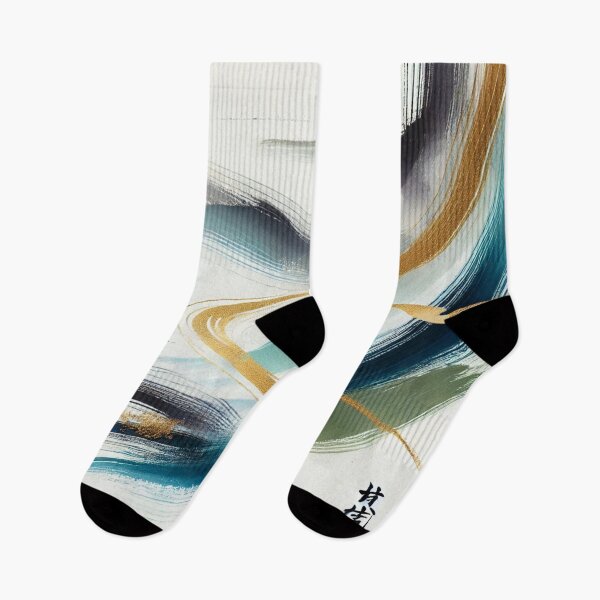 Item preview, “Zen Winds – Gentle Brushstrokes in Turquoise & Gold” designed and sold by Zenlines by Ralf Gradl.