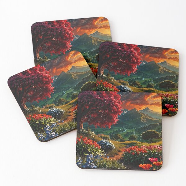 Item preview, Flowering landscape in the evening light designed and sold by PixelParadies.