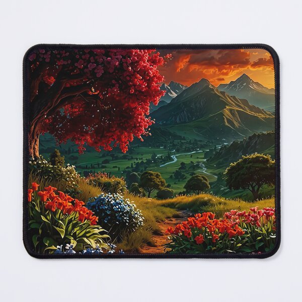 Item preview, Flowering landscape in the evening light designed and sold by PixelParadies.