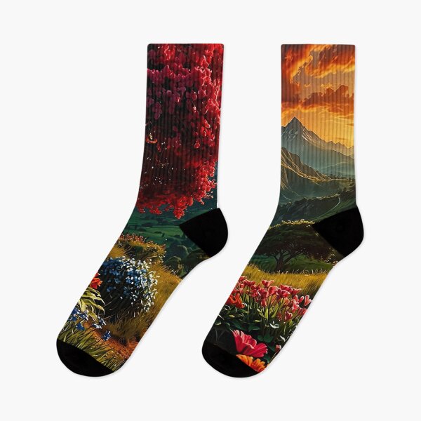 Item preview, Flowering landscape in the evening light designed and sold by PixelParadies.