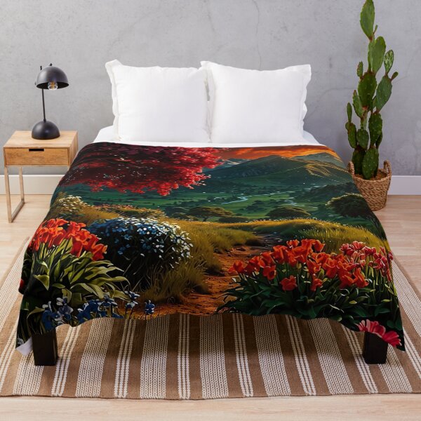 Item preview, Flowering landscape in the evening light designed and sold by PixelParadies.