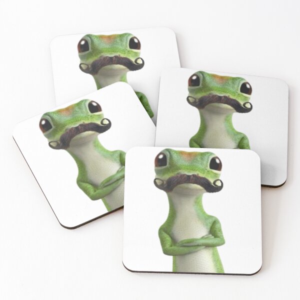 Item preview, Funny Gecko with Mustache Cartoon Illustration designed and sold by AesthinkArt.