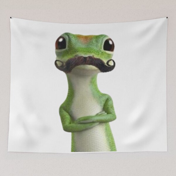 Item preview, Funny Gecko with Mustache Cartoon Illustration designed and sold by AesthinkArt.