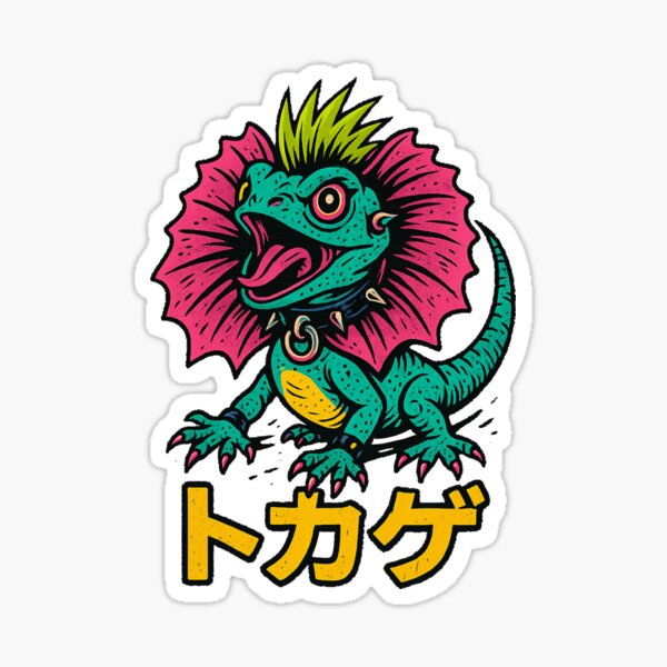 Item preview, Frilled Lizard Punk – Rebel Art with Japanese Letters designed and sold by The True American.