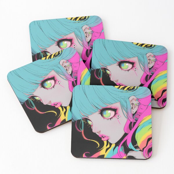 Item preview, Neon Zebra Hair Anime Girl designed and sold by bubblegoth.