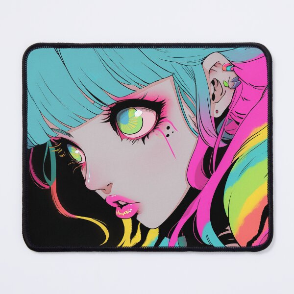 Item preview, Neon Zebra Hair Anime Girl designed and sold by bubblegoth.