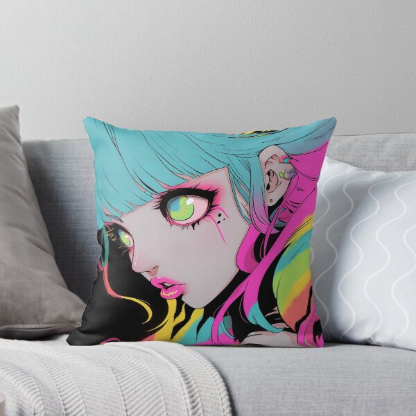 Item preview, Neon Zebra Hair Anime Girl designed and sold by bubblegoth.