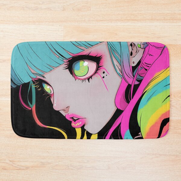Item preview, Neon Zebra Hair Anime Girl designed and sold by bubblegoth.