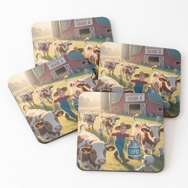 Item preview, THE UFO DAIRY FARM - Whimsical Alien Agriculture Art for Country & Sci-Fi Lovers, Milky Way Rural Decor designed and sold by Rilindi.
