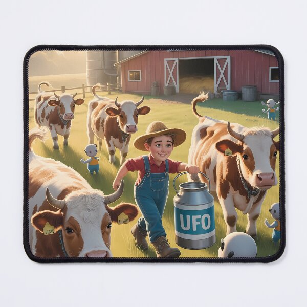 Item preview, THE UFO DAIRY FARM - Whimsical Alien Agriculture Art for Country & Sci-Fi Lovers, Milky Way Rural Decor designed and sold by Rilindi.