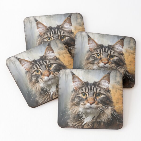 Item preview, Majestic Maine coon cat against a weathered grungy paint texture designed and sold by mrpropcake.