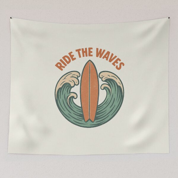 Item preview, Ride the Waves — Retro Surfboard & Ocean Waves Vintage Illustration designed and sold by HoopeStylee.