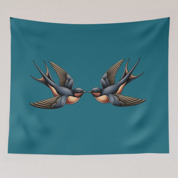 Item preview, two swallows in flight – petrol designed and sold by JuliSpark.