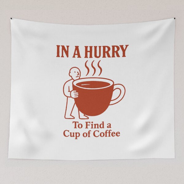 Item preview, In a Hurry — Retro Coffee Cup Vintage Screenprint Illustration designed and sold by HoopeStylee.