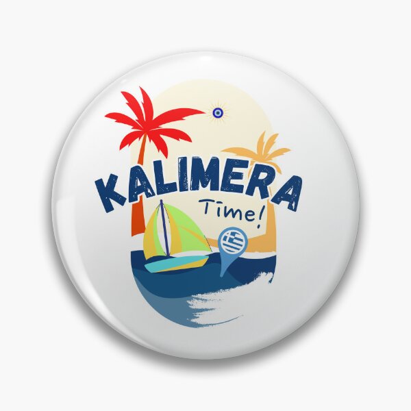 Item preview, Kalimera Time – Greek Summer Sailboat & Palm Tree Design designed and sold by Olive&Om.