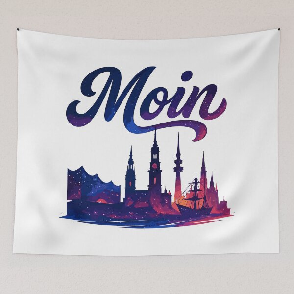 Item preview, Hamburg Moin city silhouette galactic gift designed and sold by Pineapple-Tree.