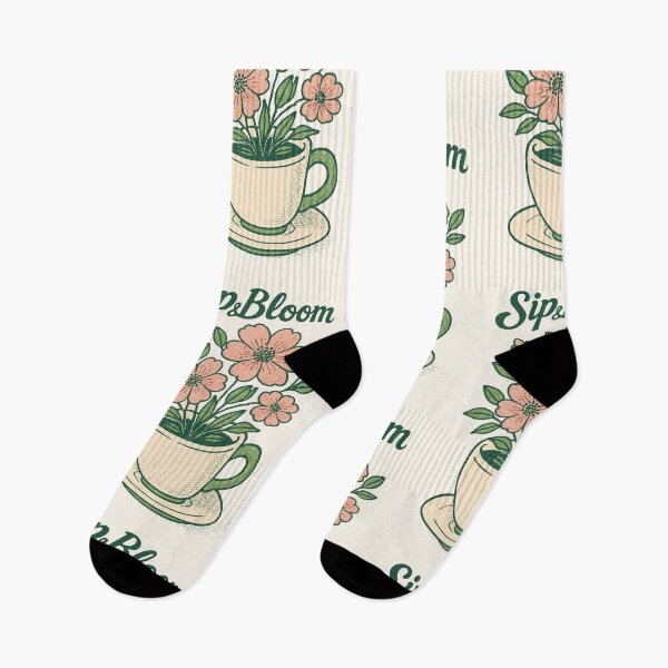 Item preview, Sip & Bloom — Vintage Coffee Cup with Flowers Retro Illustration designed and sold by HoopeStylee.