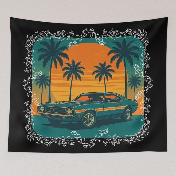 Artikelvorschau, Vintage Sunset Muscle Car – Retro-Stil der 70er entworfen und verkauft von WakeUpYourBrain.