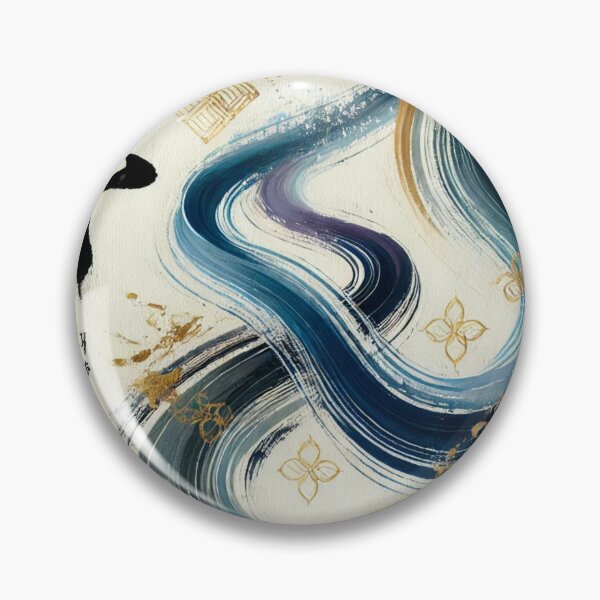 Item preview, “Color Flow in Harmony – Zen Brushstrokes & Golden Ornaments” designed and sold by Zenlines by Ralf Gradl.