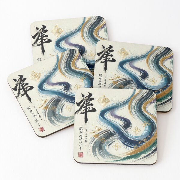 Item preview, “Color Flow in Harmony – Zen Brushstrokes & Golden Ornaments” designed and sold by Zenlines by Ralf Gradl.