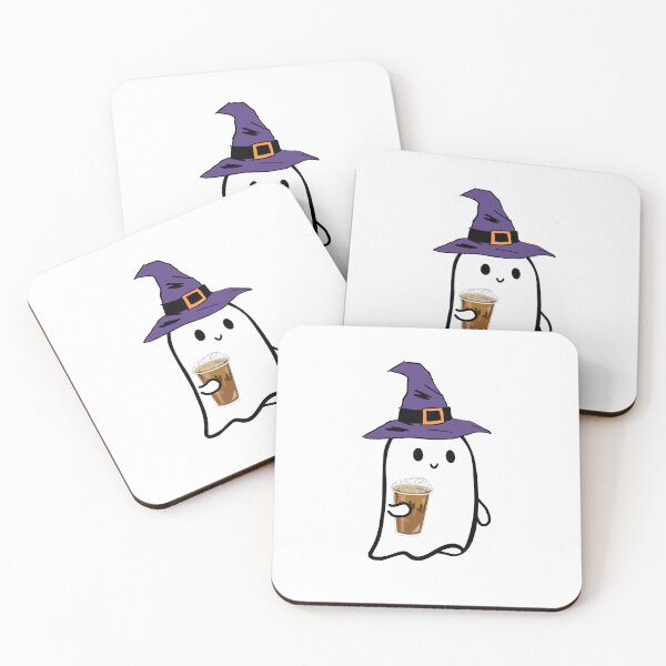 Item preview, halloween ghost drinking iced coffee designed and sold by lovesimplicity1.