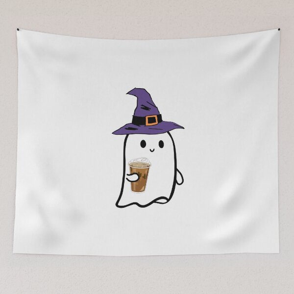 Item preview, halloween ghost drinking iced coffee designed and sold by lovesimplicity1.