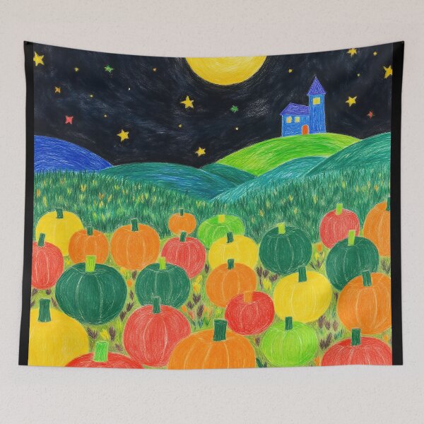 Item preview, Starry Night Pumpkin Field – Whimsical Autumn Mysterious Fantasy Artwork designed and sold by Fullspace.