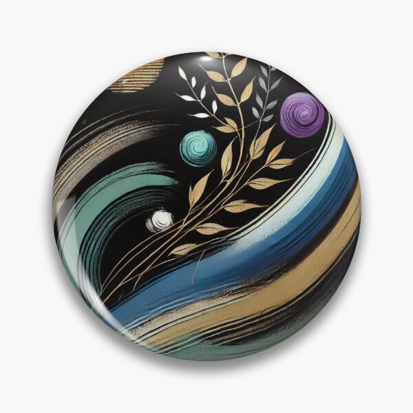 Item preview, “Cosmic Harmony – Zen Brushstrokes & Golden Leaves” designed and sold by Zenlines by Ralf Gradl.