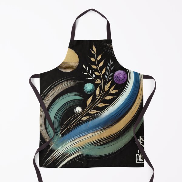 Item preview, “Cosmic Harmony – Zen Brushstrokes & Golden Leaves” designed and sold by Zenlines by Ralf Gradl.