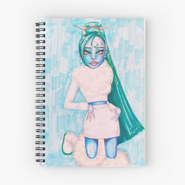 Item preview, Futuristic Blue Alien Girl Fashion Illustration – Cyber Aesthetic Art Print designed and sold by Heavenly-Cloudz.