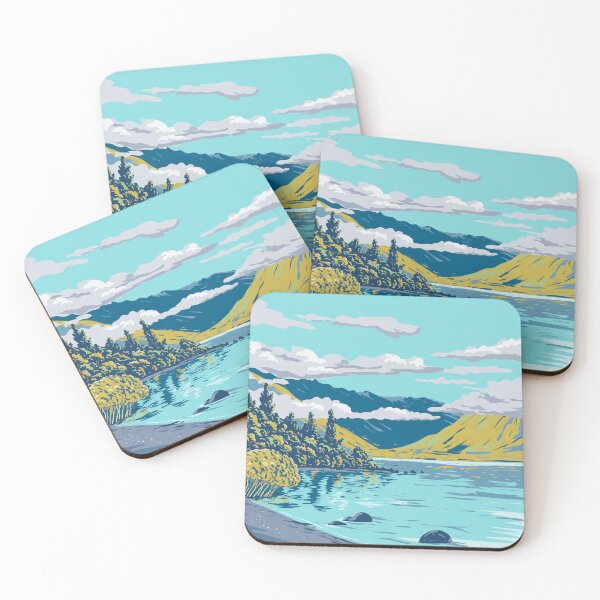 Item preview, Wilson Bay Reserve in Queenstown Otago New Zealand WPA Poster Art designed and sold by patrimonio.