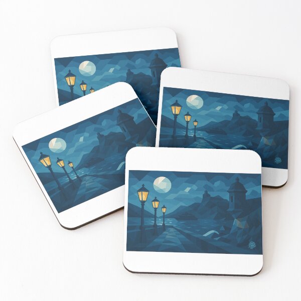 Item preview, Old San Juan Moonlight – Geometric Nightscape designed and sold by BoricuaRebelde.