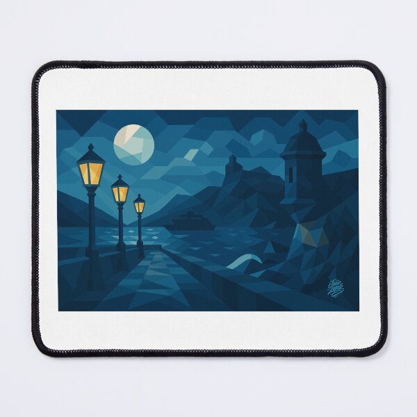 Item preview, Old San Juan Moonlight – Geometric Nightscape designed and sold by BoricuaRebelde.
