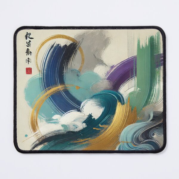 Item preview, “Cosmic Color Flow – Zen Brushstrokes in Turquoise & Gold” designed and sold by Zenlines by Ralf Gradl.