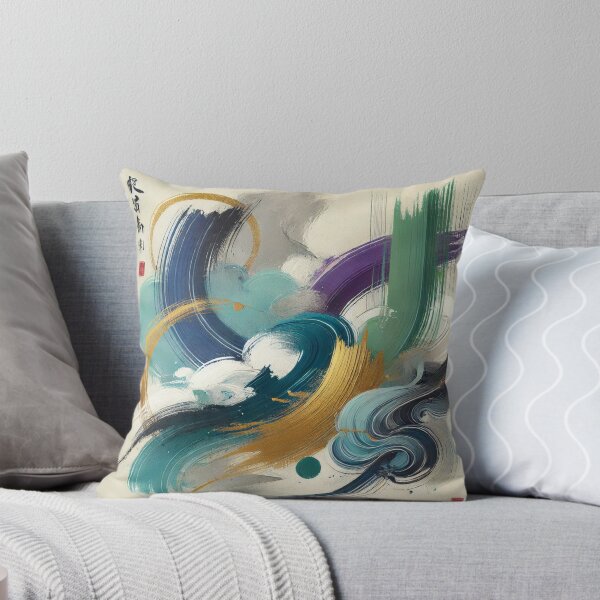 Item preview, “Cosmic Color Flow – Zen Brushstrokes in Turquoise & Gold” designed and sold by Zenlines by Ralf Gradl.