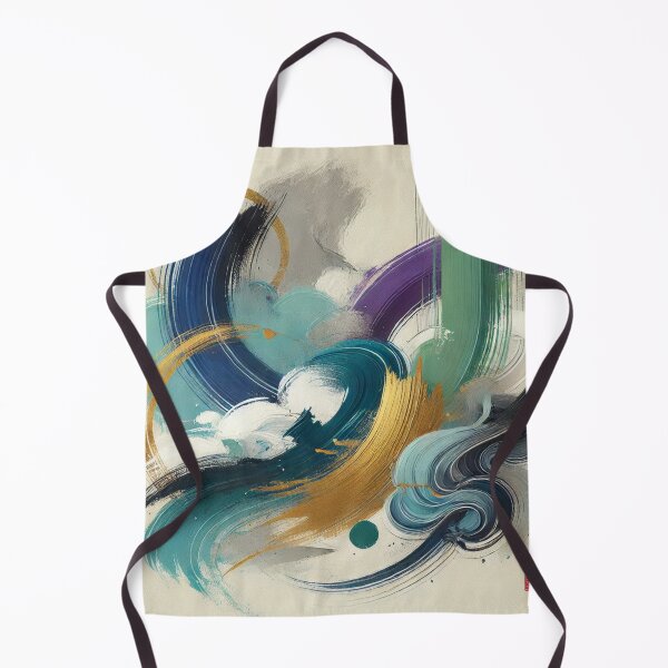 Item preview, “Cosmic Color Flow – Zen Brushstrokes in Turquoise & Gold” designed and sold by Zenlines by Ralf Gradl.