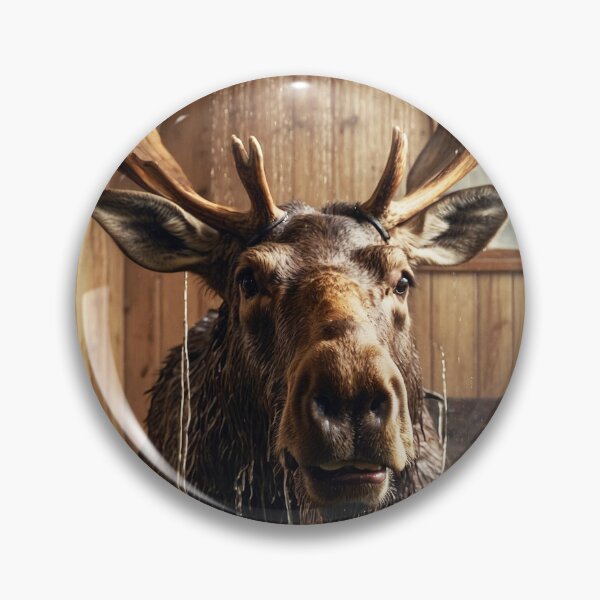 Item preview, Moose Enjoying a Rustic Cabin Shower designed and sold by vk09.