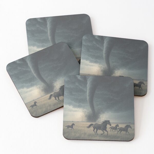 Item preview, Dark Tornado Chase, Horses Running from the Storm designed and sold by bytefulbloom.