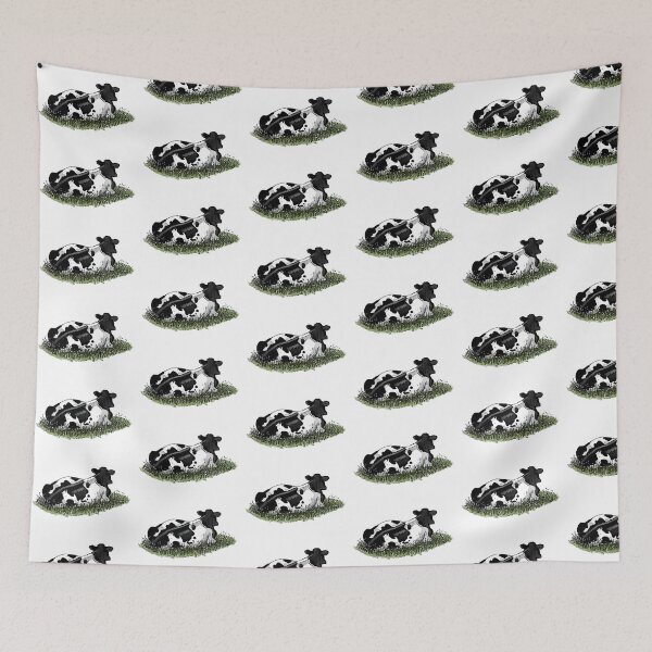Item preview, Holstein Cow Lying in Grass, Farm Animal, Digital Art designed and sold by JoyfulWhimsy.